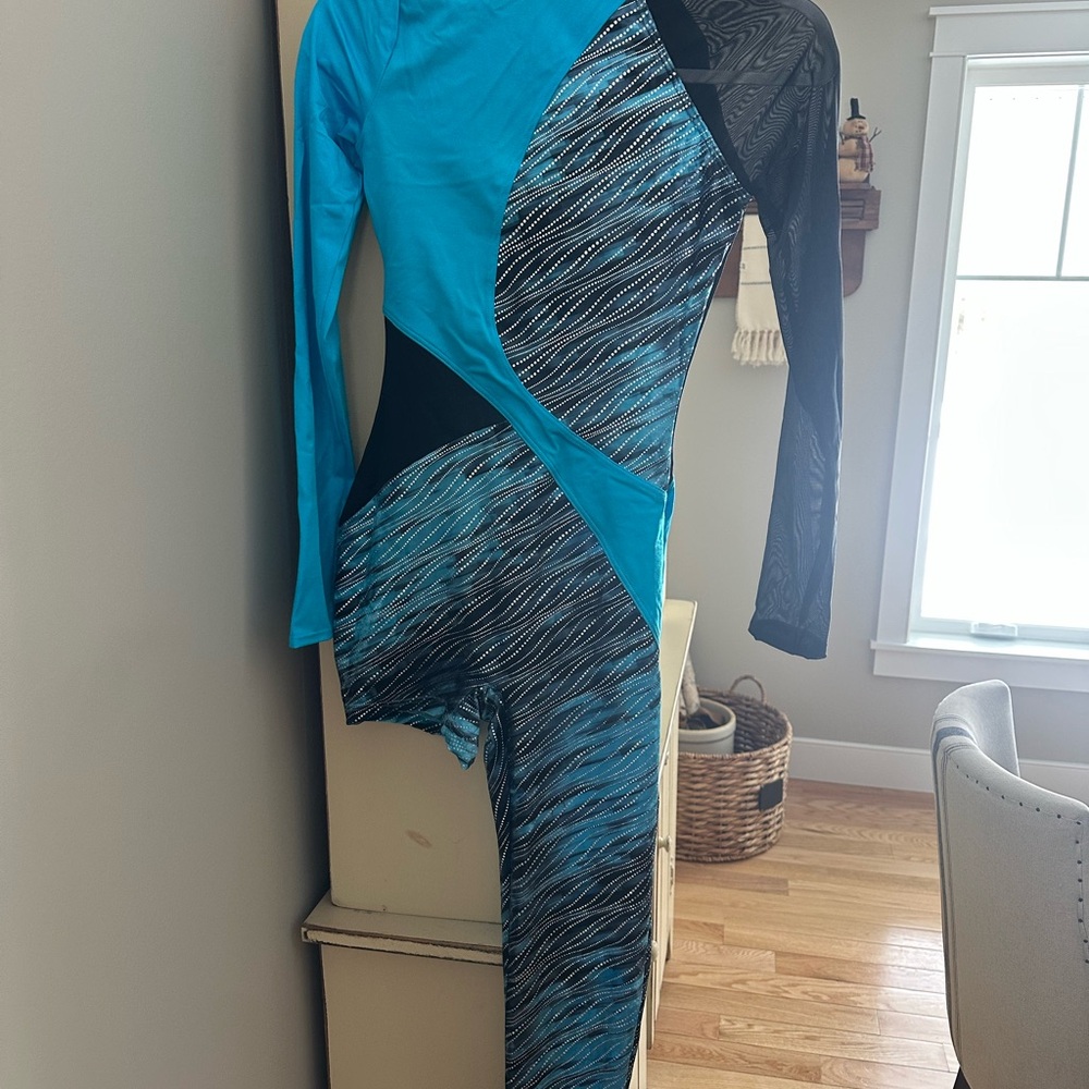 Dance Costume Teal & Black Women's One-Piece Jumpsuit